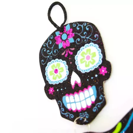 Tradineur - Esqueleto colgante con diseño mexicano para Halloween - Fabricado en plástico - Adorno para decoración - Longitud 66