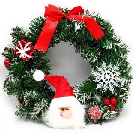 Corona de Navidad Santa Claus 30 cm para puerta y mesa