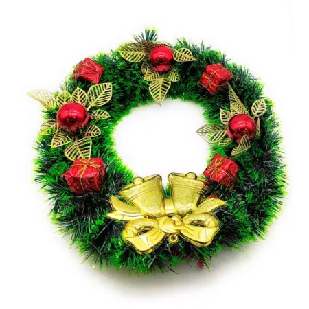 Corona de Navidad 30 cm con Campanas y Espumillón Decorativa