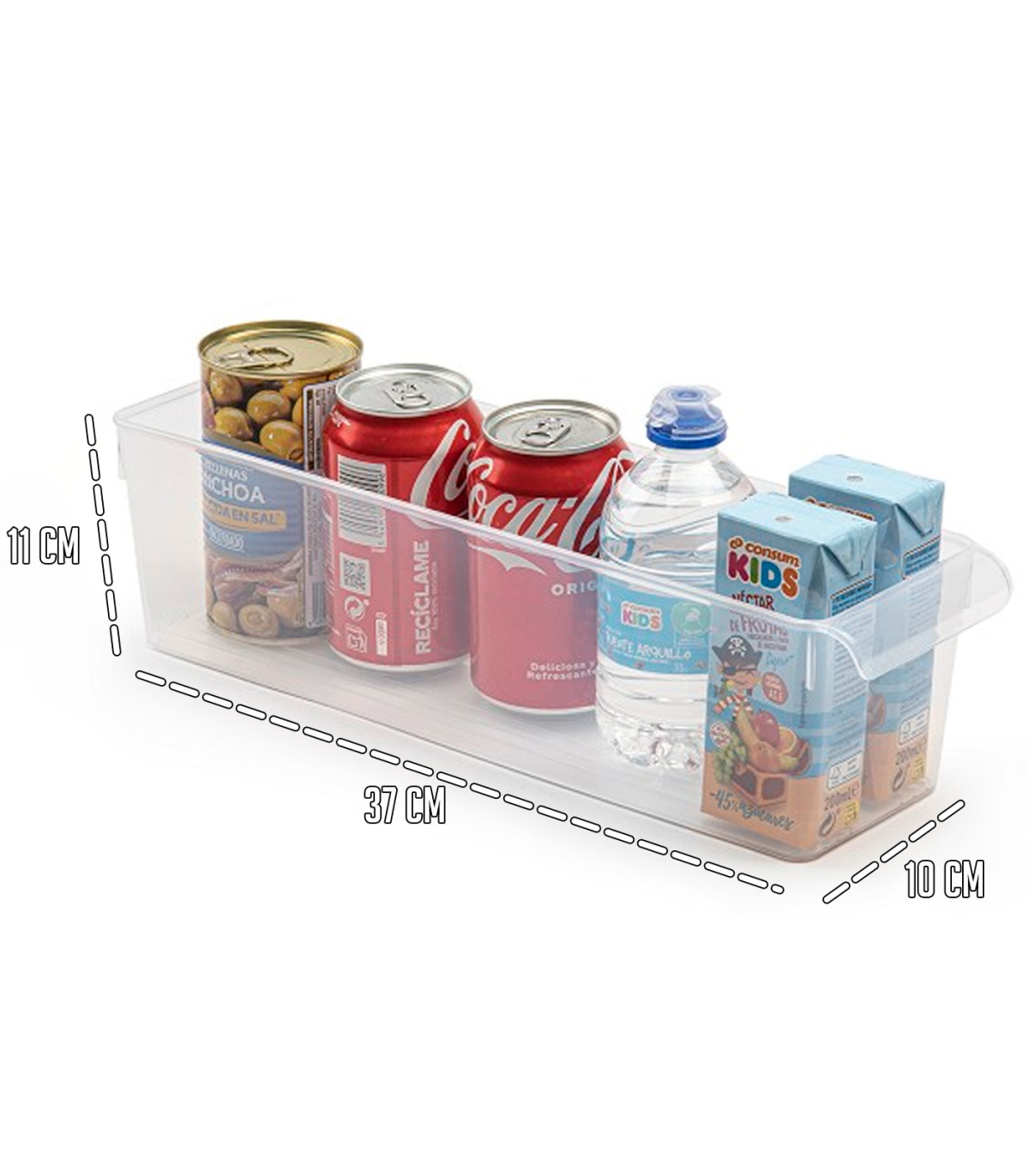 Tradineur - Cajón organizador reutilizable para frigorifico Nº 10 -  Fabricado en plástico - Recipiente de plástico transparente