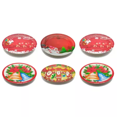 Pack 6 Platos Navideños Surtidos Ø 23 cm para Nochevieja Pack 6 Platos Navideños Surtidos Ø 23 cm para Nochevieja