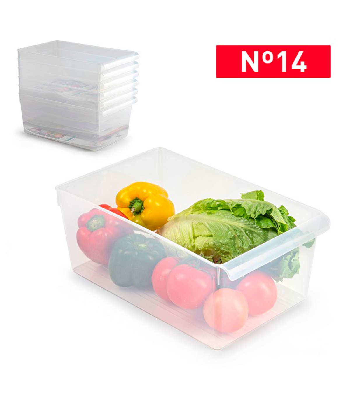 Tradineur - Cajón organizador para frigorífico Nº 14 - Fabricado en  Polipropileno - Recipiente de plástico transparente - 15 x 2