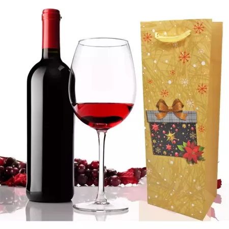 Bolsa de Cartón para Vino Navidad con Asas Resistentes Bolsa de Cartón para Vino Navidad con Asas Resistentes