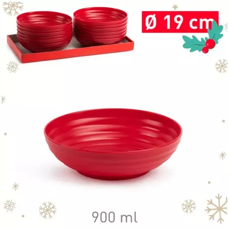 Tradineur - Plato hondo decorativo para navidad - Reutilizable - Fabricado en España - Capacidad 900 ml - Ø 19 x 5,5 cm - Color