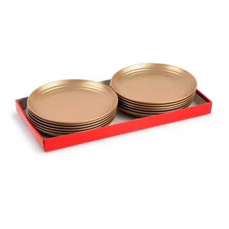 Plato Navideño Dorado Reutilizable 20 cm Elegante y Resistente Plato Navideño Dorado Reutilizable 20 cm Elegante y Resistente