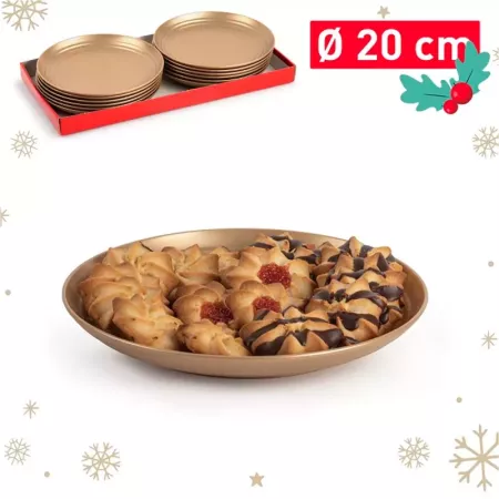 Plato Navideño Dorado Reutilizable 20 cm Elegante y Resistente Plato Navideño Dorado Reutilizable 20 cm Elegante y Resistente