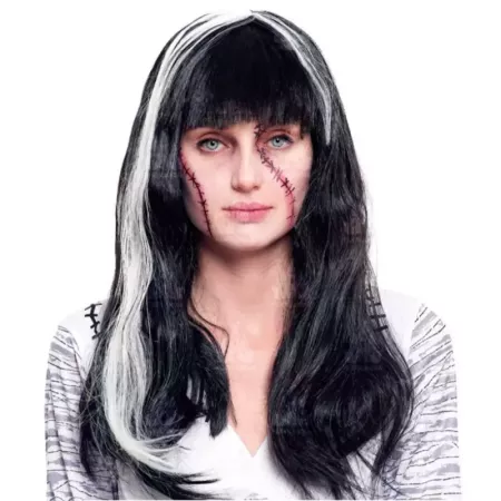 Tradineur - Peluca de fantasma para mujer, fibra sintética, complemento para disfraces de carnaval, halloween, cosplay, fiestas