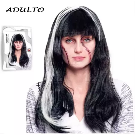 Tradineur - Peluca de fantasma para mujer, fibra sintética, complemento para disfraces de carnaval, halloween, cosplay, fiestas