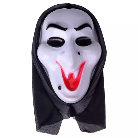 Tradineur - Máscara de bruja de color blanco - Fabricado en plástico - Complemento para disfraces de Halloween, carnaval - 28 x