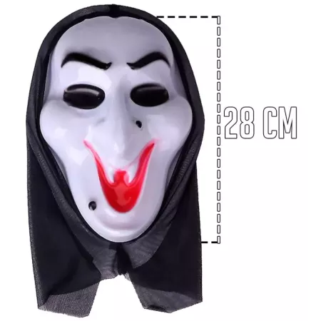 Tradineur - Máscara de bruja de color blanco - Fabricado en plástico - Complemento para disfraces de Halloween, carnaval - 28 x