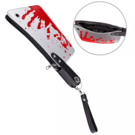 Tradineur - Bolso de mano con forma de cuchillo para mujer, incluye correa, complemento para disfraz, carnaval, halloween, cospl
