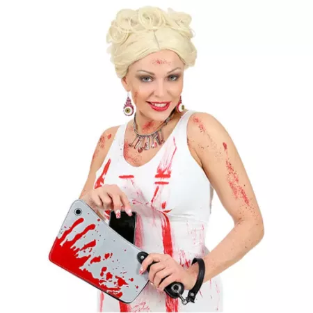 Tradineur - Bolso de mano con forma de cuchillo para mujer, incluye correa, complemento para disfraz, carnaval, halloween, cospl