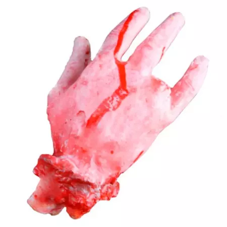 Tradineur - Mano cortado sangriento para Halloween - Fabricado en plástico - Adorno para decoración - 21 x 10 x 4,5 cm - Color p
