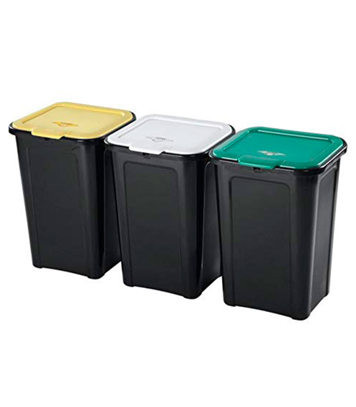 Cubo de basura triple, 2 x 18 y 1 x 12 / 1 x 18 y 2 x 8,5 litros con 2 x  4,1 / 3 x 4,1 litros caja de utensilios, Hailo XXL 3630-60/80