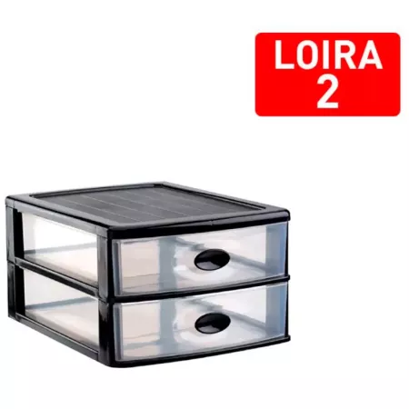 Tradineur - Cajonera de sobremesa "Loira", plástico, 2 cajones transparentes, torre almacenaje multiusos, oficina, baño (Negro, Tradineur - Cajonera de sobremesa "Loira", plástico, 2 cajones transparentes, torre almacenaje multiusos, oficina, baño (Negro,
