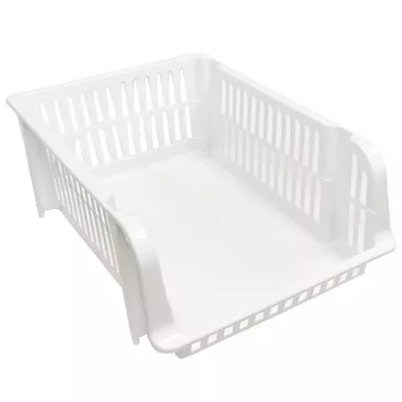 Cesta Apilable Blanca 43x32x16,5 cm Organizador Multiusos
