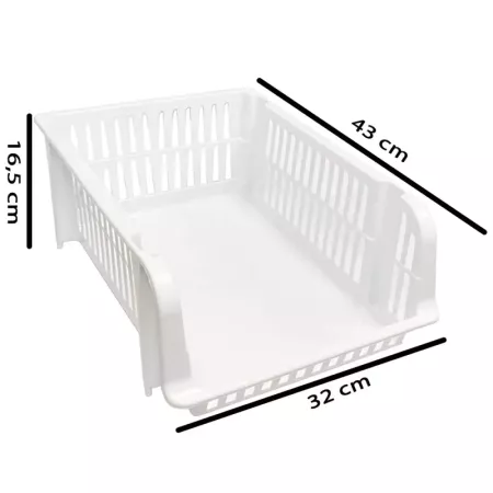 Cesta Apilable Blanca 43x32x16,5 cm Organizador Multiusos
