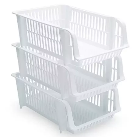 Cesta Apilable Blanca 43x32x16,5 cm Organizador Multiusos