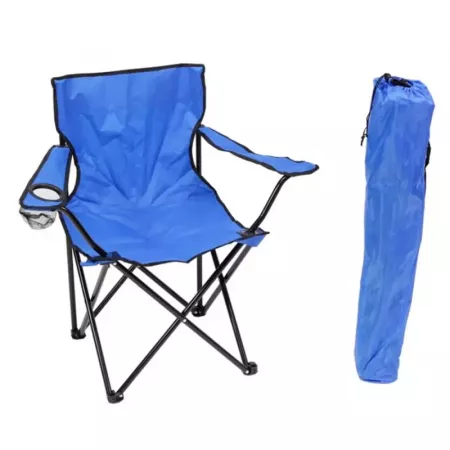 Silla Plegable Camping Azul/Negro con Portavasos y Bolsa Silla Plegable Camping Azul/Negro con Portavasos y Bolsa