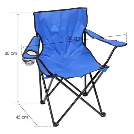 Silla Plegable Camping Azul/Negro con Portavasos y Bolsa Silla Plegable Camping Azul/Negro con Portavasos y Bolsa