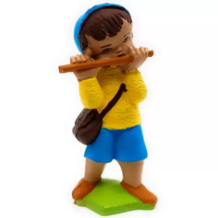 Figura Flautista Belén Navideño Artesanal 8x4x2,5 cm