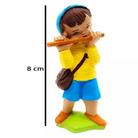 Figura Flautista Belén Navideño Artesanal 8x4x2,5 cm