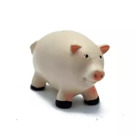 Tradineur - Figura de mini cerdo naif - Fabricado en marmolina - Figura decorativa divertida para nacimiento, navidad, decoració