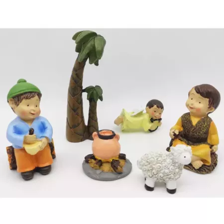 Set 6 Figuras Naïf Belén Navideño 8 cm | Campesinos & Ángel