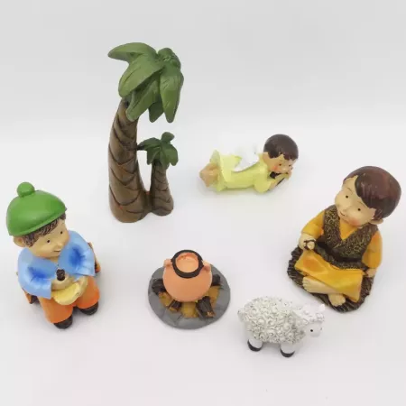Set 6 Figuras Naïf Belén Navideño 8 cm | Campesinos & Ángel
