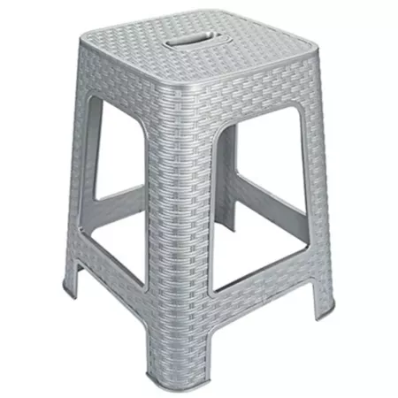 Tradineur - Taburete de plástico con asa Rattan, asiento de 28 x 28 cm, imitación de mimbre, banqueta multiusos, cocina, salón ( Tradineur - Taburete de plástico con asa Rattan, asiento de 28 x 28 cm, imitación de mimbre, banqueta multiusos, cocina, salón (