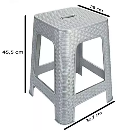 Tradineur - Taburete de plástico con asa Rattan, asiento de 28 x 28 cm, imitación de mimbre, banqueta multiusos, cocina, salón ( Tradineur - Taburete de plástico con asa Rattan, asiento de 28 x 28 cm, imitación de mimbre, banqueta multiusos, cocina, salón (
