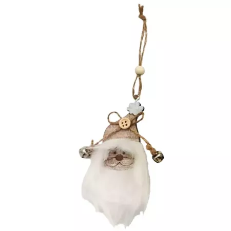 Adorno navideño de madera cara con barba colgante decoración festiva con cuerda y cascabeles para puerta árbol pared 10,5x5,5 cm modelo aleatorio