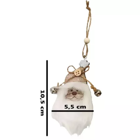 Adorno navideño de madera con barba y cascabeles 10.5cm