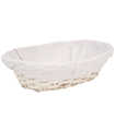 Tradineur - Panera de mimbre tejida a mano - Forma ovalada - Funcional para tu propia cocina o un regalo - 9 x 30 x 26 cm - Color Blanco