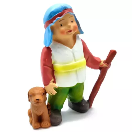 Figura Pastor y Perro para Belén Naïf 10x7.5x4 cm Navidad Figura Pastor y Perro para Belén Naïf 10x7.5x4 cm Navidad