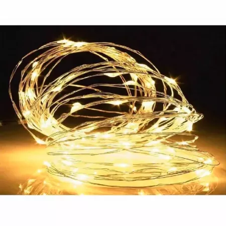 Alambre LED 100 luces blanco 10m interior a pilas