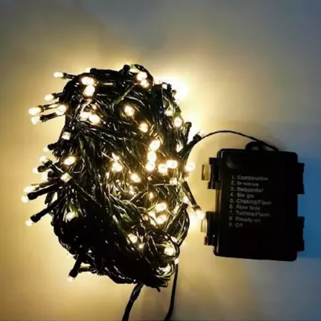 Tira 50 Luces LED Navideñas 4m Batería Luz Cálida Exterior