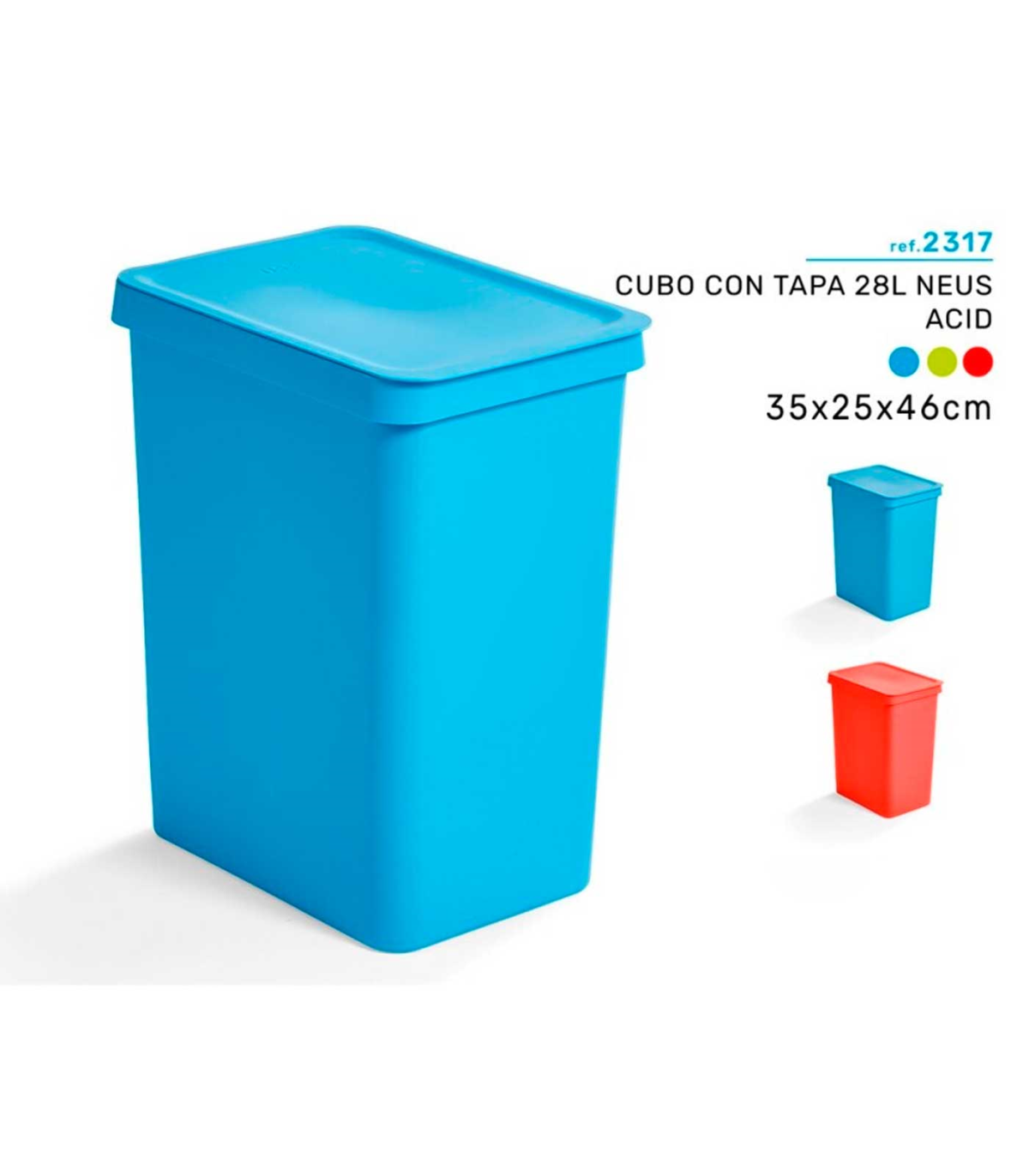 Tradineur - Cubo de basura rectangular con tapa - Fabricado en