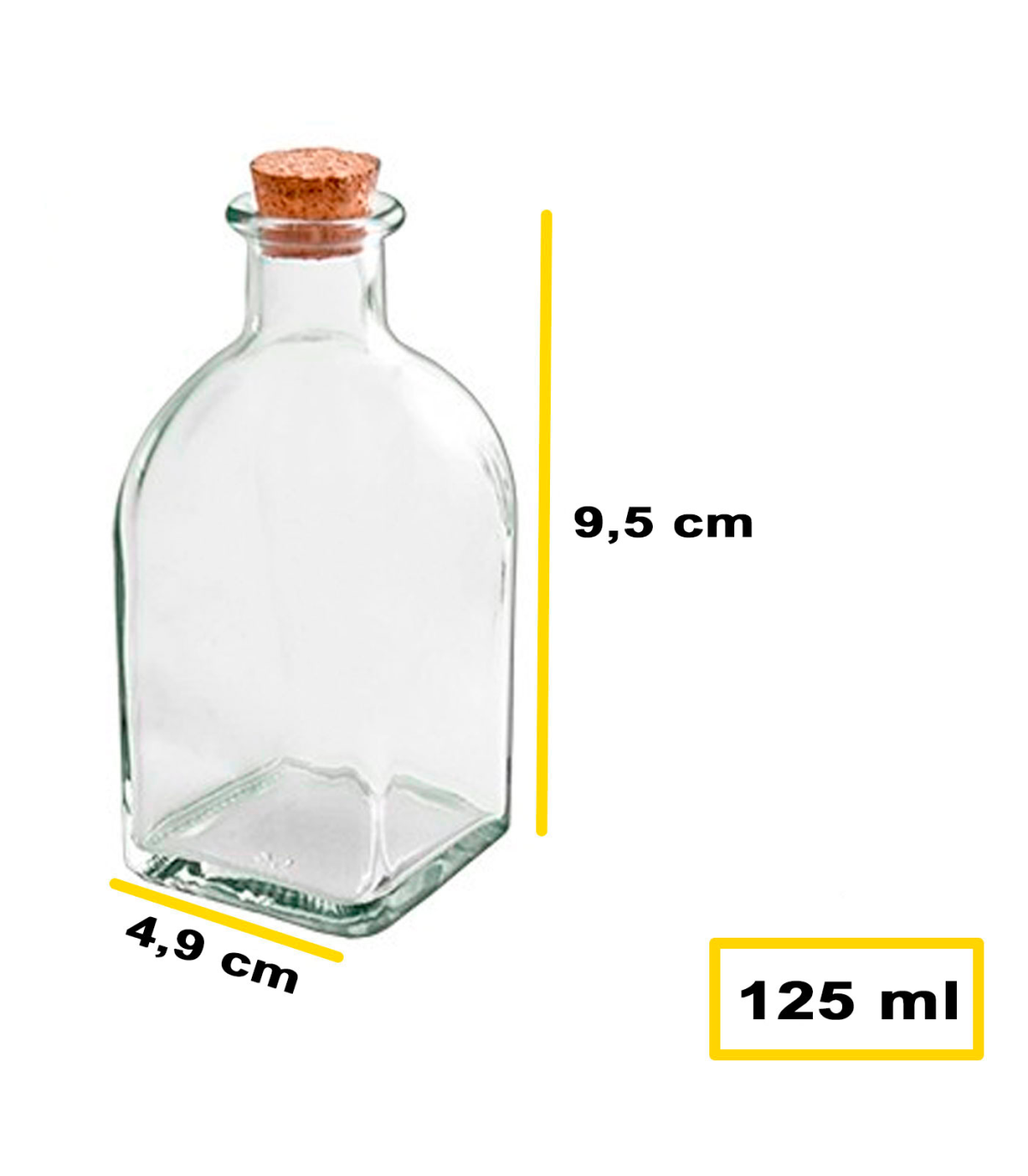Tradineur - Botella de vidrio con tapón de corcho, frasca