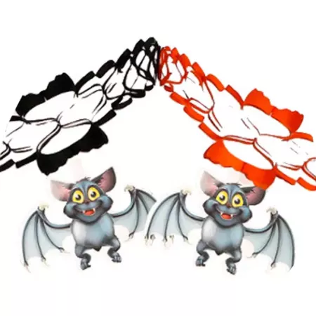 Tradineur - Guirnalda de murciélagos para Halloween - Complementos, decoración para fiestas - Color Naranja/Negro - Longitud de