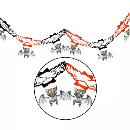 Tradineur - Guirnalda de murciélagos para Halloween - Complementos, decoración para fiestas - Color Naranja/Negro - Longitud de