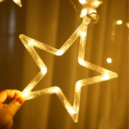 Cortina LED Estrellas 138 Luces Cálidas con Mando - Navidad Cortina LED Estrellas 138 Luces Cálidas con Mando - Navidad