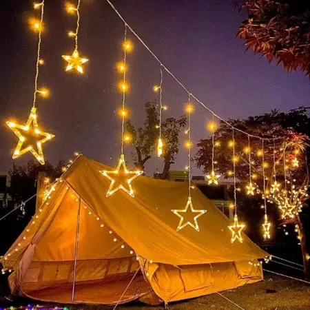 Cortina LED Estrellas 138 Luces Cálidas con Mando - Navidad Cortina LED Estrellas 138 Luces Cálidas con Mando - Navidad
