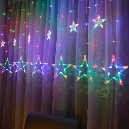 Cortina LED Estrellas Multicolor 138 Luces con Mando