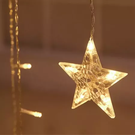 Cortina LED Luna y Estrellas 138 Luces Blanca con Mando