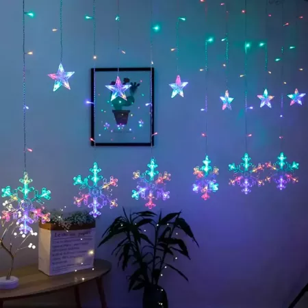 Cortina LED multicolor Navidad 138 luces con mando regulador