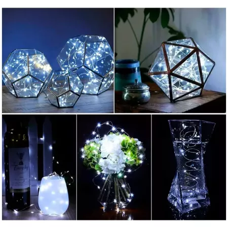 Alambre LED 20 luces blanco 2m para botella Navidad luz fija