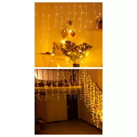 Tira LED Cortina 120 Luces Navideñas Cálidas Interiores