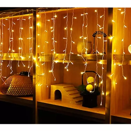 Tira LED Cortina 120 Luces Navideñas Cálidas Interiores