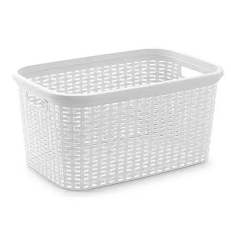 Cesta para la colada 35L imitación mimbre con asas práctica